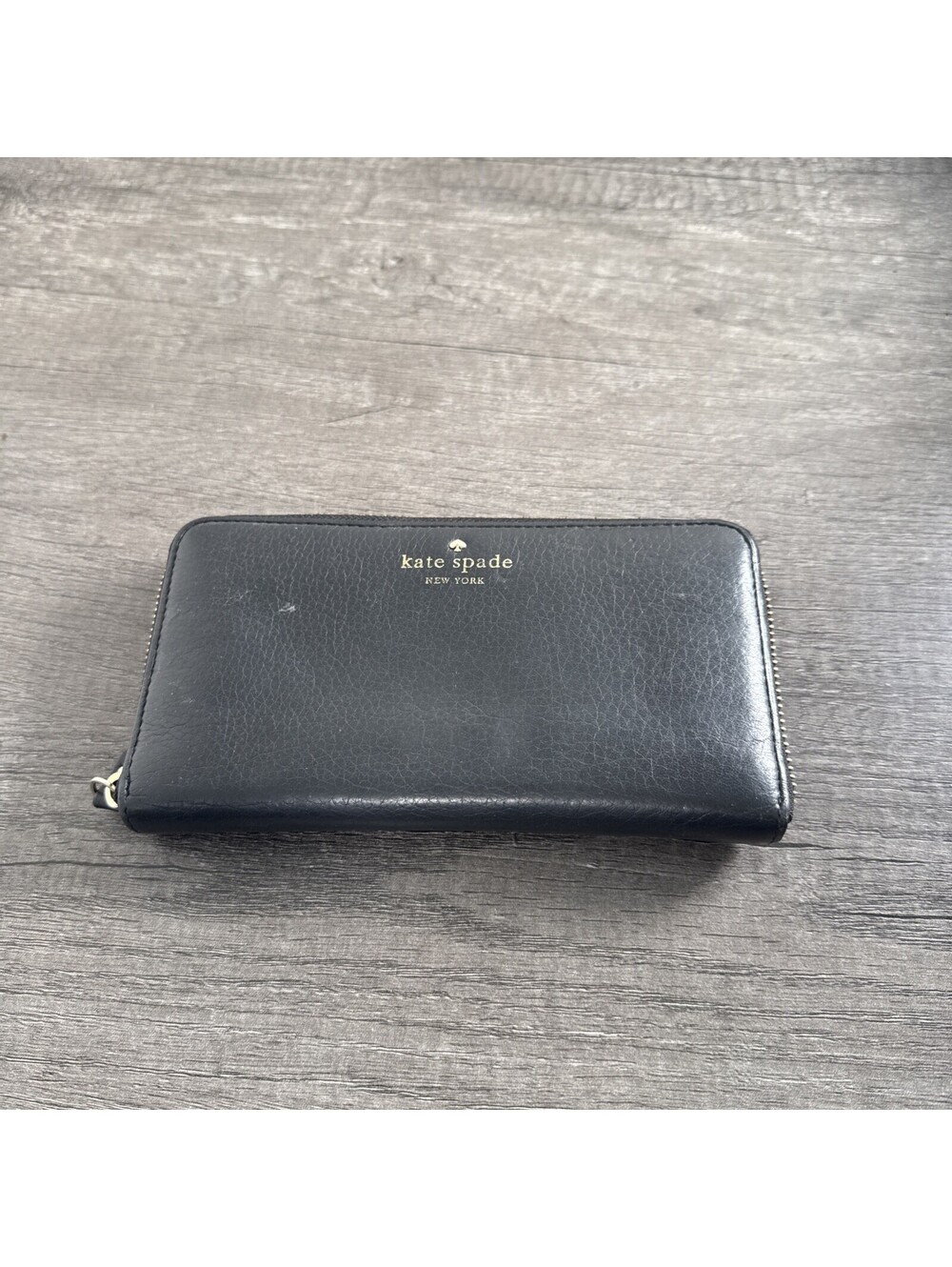 Kate Spade Leila Large Continental Zip Around Wallet Black Pebbled Leather